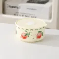 Ceramic fresh-keeping bowl with lid 13cm 600ml microwave safe cute fruit lunch box for daily use - Pomegranate / 5 Inch (600ml)