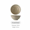 Bol en céramique rétro 8 pouces motif de feuilles bleues vaisselle cuisine maison SKU - Bols à nouilles côtelés 8 pouces