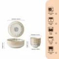 Service de vaisselle en céramique sous glaçure japonaise avec bols à riz et assiettes. - Lot de 4 bols à riz de 4,5 pouces et 4 assiettes de 8 pouces