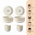 Set de bol et d'assiette en céramique japonaise, bols de 4,5 pouces et assiettes, motif floral. - Lot de 10 bols à riz de 4,5 pouces et 10 assiettes de 8 pouces