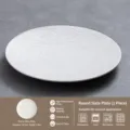 White ceramic round shallow plate, 8-inch stone texture dinner plate for home kitchen use. - 8 Inch / White
