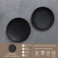 Matte black ceramic dinner plate set of two, 10 inch textured round steak plates for kitchen. - 10 Inch 2 Pieces Pack / Black