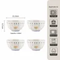 Juego de 4 tazones de cerámica, cuencos de sopa de lujo francés de 4.5 pulgadas con flores. - Cuencos Xinya de 4,5 pulgadas - Fanghua - set de 4
