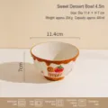 Cute hand-painted ceramic rice bowl with strawberry design, 4.5 inch cute dessert soup bowl. - 4.8 Inch Bowl