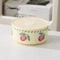 Ceramic lunch box with lid, cute peach pattern microwave safe food container 850ml - Prune / 6 Inch (850ml)