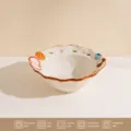 Hand-painted ceramic soup bowl with fruit pattern, 8.7-inch wavy rim bowl for home dining. - 8.7 Inch Soup Bowl