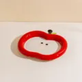 Cute ceramic apple shaped serving plate with cute facial design for kitchen home dining use. - Apple Plate