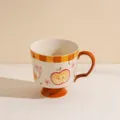 Hand-painted ceramic mug with high base, cute apple pattern, 500ml capacity for daily use. - Mug