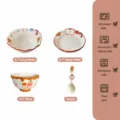 Hand-painted ceramic tableware set cute fruit pattern bowl plate and spoon for home kitchen - Four-Piece Set