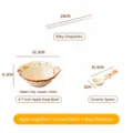 Cute hand-painted apple ceramic bowl spoon chopsticks set, stylish home kitchen tableware. - 3-Piece Set C