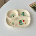 Joli assiette compartimentée en céramique pour enfants avec motif de crocodile mignon, 22x19x3cm. - Plateaux Divisés / M. Crocodile