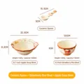 Cute hand-painted ceramic bowl and spoon set, creative strawberry apple tableware for home kitchen. - 3-Piece Set D