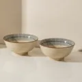 Set de 2 bols à ramen en céramique japonaise, bol à soupe moucheté de 7 pouces avec rayures - Bol à Ramen de 7 Pouces / Lot de 2 / Pluie bleue - Bols à ramen 7 pouces [lot de 2]