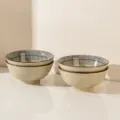 Bol à Ramen en Céramique Japonais 7 Pouces Bol à Soupe Lot de 4 Rayures Bleues Vaisselle - Bol à Ramen de 7 Pouces / Lot de 4 / Pluie bleue - Bols à ramen 7 pouces [lot de 4]