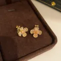 Lichtoranje kristal bloem oorclips retro stijl zirkonia bloemen sieraden voor vrouwen mooi. - Clip-oorbellen / Goud-Koffie