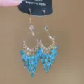 Böhmische bunte Kristall Quaste Ohrringe, Retro Stil blaue Perlen tropfen Ohrringe. - Handgehaltene Wassertropfenrahmen Blau Kristall Stil (55#) / Gold mit Blau