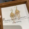 Urlaubsstil bunte Kristall Blumen Quaste Ohrringe, goldfarbenes Retro ethnisches Design für Frauen. - Englischer Kartensockel Rosa Kristall Stil (13#) / Goldplattiert Rosa