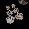 Luxury zircon crystal tassel drop earrings for women, elegant court banquet statement jewelry. - Silver