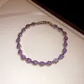 Pulsera de tenis de cristal morado marquise, elegante joyería de muñeca plateada para mujeres - 28# Pulsera - Plateado - Púrpura