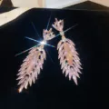 Stunning pink crystal tassel earrings luxury court style gold dangling zircon jewelry for women - Gold