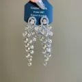 Luxurious long crystal tassel earrings for women, sparkling cubic zirconia palace banquet jewelry. - Silver
