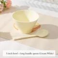 Bol conique en céramique blanc crème et cuillère à long manche, vaisselle de 5 pouces pour la maison. - 1 Pièce/Paquet / Bol Chapeau 5 Pouces + Cuillère - Blanc Truffe - 1 Pièce