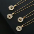 Gold-plated brass necklace set featuring sparkling cubic zirconia letter pendants spelling love. - Gold Letter L Style