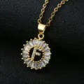 Gold-plated copper letter F pendant necklace with dazzling cubic zirconia crystals. - Gold Letter F