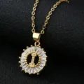 Gold-tone stainless steel initial I pendant necklace with sparkling baguette cubic zirconia halo. - Gold Letter I