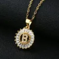 Goldene Halskette mit Buchstabe B Anhänger funkelnde Zirkonia runde Statement Kette - Gold Buchstabe B