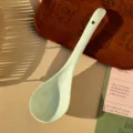 Light green ceramic soup spoon, Japanese style long handle minimalist dinnerware for kitchen use - Green
