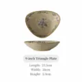 Piatto triangolare in ceramica retrò con fiori blu, elegante piatto in porcellana da 9 pollici. - Piatti triangolari Suyue da 9 pollici