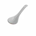 Japanese vintage ceramic soup spoon with speckled glaze and convenient hanging hole for home. - Regular