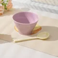 Bol conique en céramique style crème et cuillère, vaisselle violette élégante pour table. - Bol Chapeau 5 Pouces + Cuillère - Violet Taro - 1 Pièce