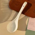 Large white ceramic soup spoon, 22.5cm length and 6.5cm width home kitchen tableware. - White