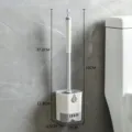 Juego de escobilla de baño de pared con soporte, gris y blanco, herramienta de limpieza. - Gris Simple