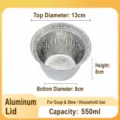 Cuenco de papel de aluminio desechable profundo con tapa, taza de horno redonda 550ml. - 550ml / Con Tapa de Aluminio / Paquete de 10