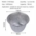 Cuenco de papel aluminio desechable de 700ml, recipiente redondo profundo para hornear. - 700ml / Sin Tapa / Paquete de 10