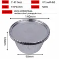 Disposable aluminum foil cup with lid, 700ml deep round container for baking and food takeout. - 700ml / With Aluminum Lid / 10 Pieces/Pack
