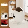 Modern egg-shaped trash can for bedroom, ivory white double-bucket design with lid. - White