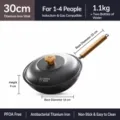 SuanQi Titaan IJzeren Wok Pan Anti Aanbak 30cm Huishouden Koekenpan voor Gas en Inductie - 30cm / Zwart