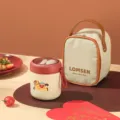 Práctica taza de desayuno aislada portátil con cuchara y bolsa térmica para la oficina. - 530ml + Pegatina de Pony + Bolsa (Aislado 1-2H)