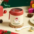 Taza de desayuno navideña portátil con cuchara taza de sopa aislada taza de avena regalo - 530ml / Pegatina de Navidad (Aislamiento 1-2h)