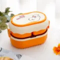 Fiambrera bento naranja de doble capa con diseño de pato lindo para la oficina y escuela. - 1600ML / Naranja Luz Estelar
