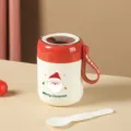 Taza de sopa para desayuno de Navidad portátil con asa y cuchara, ideal para uso diario o regalo. - 530ml / Pegatina de Navidad (Aislamiento Mejorado 4h)