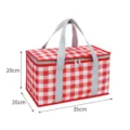 Bolsa térmica de picnic a cuadros rojos y blancos, bolsa portátil para almuerzo con asas. - Bolsa de picnic - Rojo