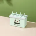 Haushalts-Eis am Stil Form mit Deckel, niedliches Panda-Design, lebensmittelechte 4-Fächer Eisbox. - Panda-Sticker / 4 Gitter