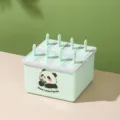 Hellgrüne 8-Gitter-Eisform, süßes Panda-Design, Haushalts-Selbstgemachter-Eis am Stiel-Behälter. - Panda-Sticker / 8 Fächer
