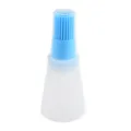 Silicone oil brush bottle for kitchen baking and BBQ, high temperature resistant food grade tool. - Blue