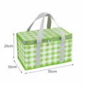 Bolsa térmica de picnic a cuadros verdes y blancos con asas resistentes, nevera portátil. - Bolsa de picnic - Verde
